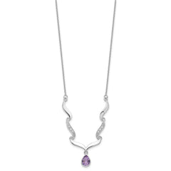 Sterling Silver Rhodium-plated w/Amethyst & White Topaz w/2in. ext. Necklac