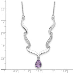 Sterling Silver Rhodium-plated w/Amethyst & White Topaz w/2in. ext. Necklac