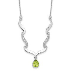 Sterling Silver RH Plated Peridot and White Topaz with 2in. Ext Necklace