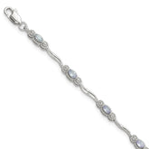 Stering Silver Rhodium-plated Polished Tanzanite 7.5 inch Bracelet
