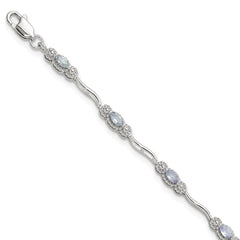 Stering Silver Rhodium-plated Polished Tanzanite 7.5 inch Bracelet