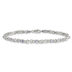 Sterling Silver Rhodium-plated Polished Tanzanite Xs 7.5 inch Bracelet