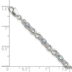 Sterling Silver Rhodium-plated Polished Tanzanite Xs 7.5 inch Bracelet