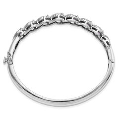 Sterling Silver Rhodium-plated Amethyst Hinged Bangle - 2