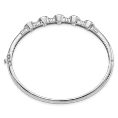 Sterling Silver Rhodium-plated Light Swiss Blue Topaz Hinged Bangle - 2