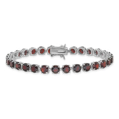 Sterling Silver Rhodium-plated 5mm 17.4GA Garnet 8in Bracelet