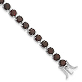 Sterling Silver Rhodium-plated 5mm 17.4GA Garnet 8in Bracelet