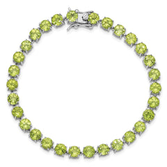 Sterling Silver Rhodium-plated 5mm 16.74PE Peridot Bracelet