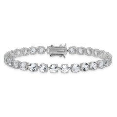 Sterling Silver Rhodium-plated 5mm 19.22WT White Topaz Bracelet