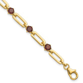 Sterling Silver Gold-tone 5mm 4.05GA Garnet Paperclip Chain Bracelet
