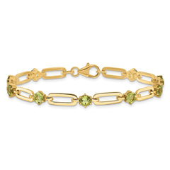 Sterling Silver Gold-tone 5mm 3.6PE Peridot Paperclip Chain Bracelet