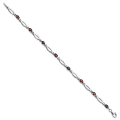 Sterling Silver Rhodium-plated Garnet and Diamond 7.25in Bracelet