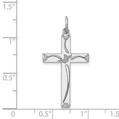 Sterling Silver Rhodium-plated Laser Designed Cross Pendant - 42