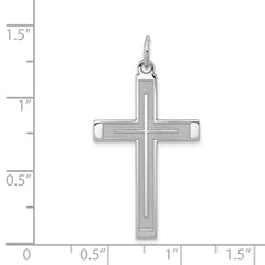 Sterling Silver Rhodium-plated Laser Designed Cross Pendant - 46