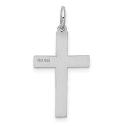 Sterling Silver Rhodium-plated Laser Designed Cross Pendant - 14