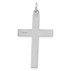 Sterling Silver Rhodium-plated Laser Designed Cross Pendant - 47