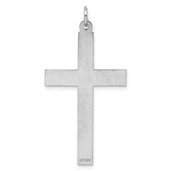 Sterling Silver Rhodium-plated Laser Designed Cross Pendant - 2