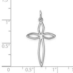 Sterling Silver Rhodium-plated Laser Designed Cross Pendant - 3