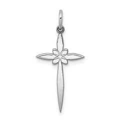 Sterling Silver Rhodium-plated Laser Designed Cross Pendant - 17