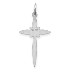 Sterling Silver Rhodium-plated Laser Designed Cross Pendant - 18
