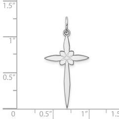 Sterling Silver Rhodium-plated Laser Designed Cross Pendant - 18