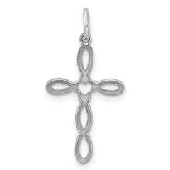 Sterling Silver Rhodium-plated Laser Designed Cross Pendant - 48