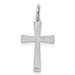 Sterling Silver Rhodium-plated Laser Designed Cross Charm - 9