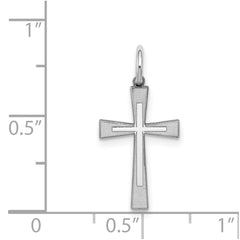Sterling Silver Rhodium-plated Laser Designed Cross Charm - 9