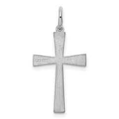 Sterling Silver Rhodium-plated Laser Designed Cross Pendant - 20