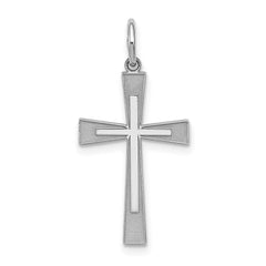 Sterling Silver Rhodium-plated Laser Designed Cross Pendant - 20