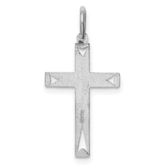 Sterling Silver Rhodium-plated Laser Designed Cross Pendant - 49
