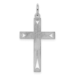Sterling Silver Rhodium-plated Laser Designed Cross Pendant - 21