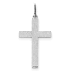 Sterling Silver Rhodium-plated Laser Designed Cross Pendant - 22