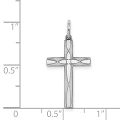 Sterling Silver Rhodium-plated Laser Designed Cross Pendant - 22