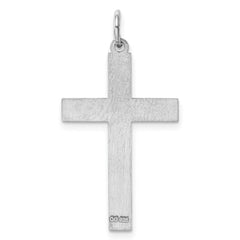 Sterling Silver Rhodium-plated Laser Designed Cross Pendant - 23