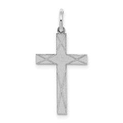 Sterling Silver Rhodium-plated Laser Designed Cross Pendant - 52
