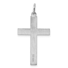 Sterling Silver Rhodium-plated Laser Designed Cross Pendant - 53