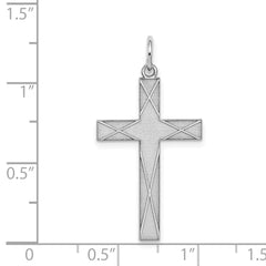 Sterling Silver Rhodium-plated Laser Designed Cross Pendant - 53