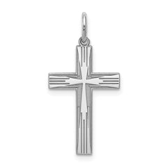 Sterling Silver Rhodium-plated Laser Designed Cross Pendant - 54