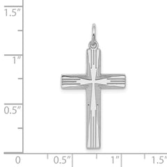 Sterling Silver Rhodium-plated Laser Designed Cross Pendant - 55