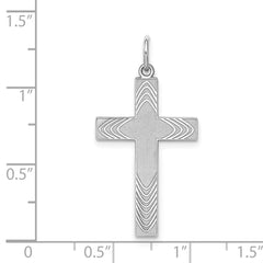 Sterling Silver Rhodium-plated Laser Designed Cross Pendant - 57