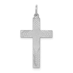 Sterling Silver Rhodium-plated Laser Designed Cross Pendant - 57
