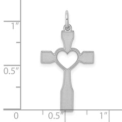 Sterling Silver Rhodium-plated Laser Designed Cross Pendant - 58