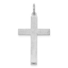 Sterling Silver Rhodium-plated Laser Designed Cross Pendant - 59