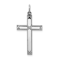 Sterling Silver Rhodium-plated Laser Designed Cross Pendant - 59