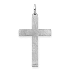 Sterling Silver Rhodium-plated Laser Designed Cross Pendant - 60