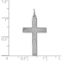 Sterling Silver Rhodium-plated Laser Designed Cross Pendant - 60