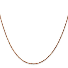 14K Rose Gold 20 inch 1mm Diamond-cut Man Made Rope with Lobster Clasp Chain