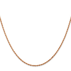 14K Rose Gold 18 inch 1.5mm Diamond-cut Man Made Rope with Lobster Clasp Chain