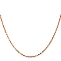 14K Rose Gold 18 inch 1.8mm Diamond-cut Man Made Rope with Lobster Clasp Chain